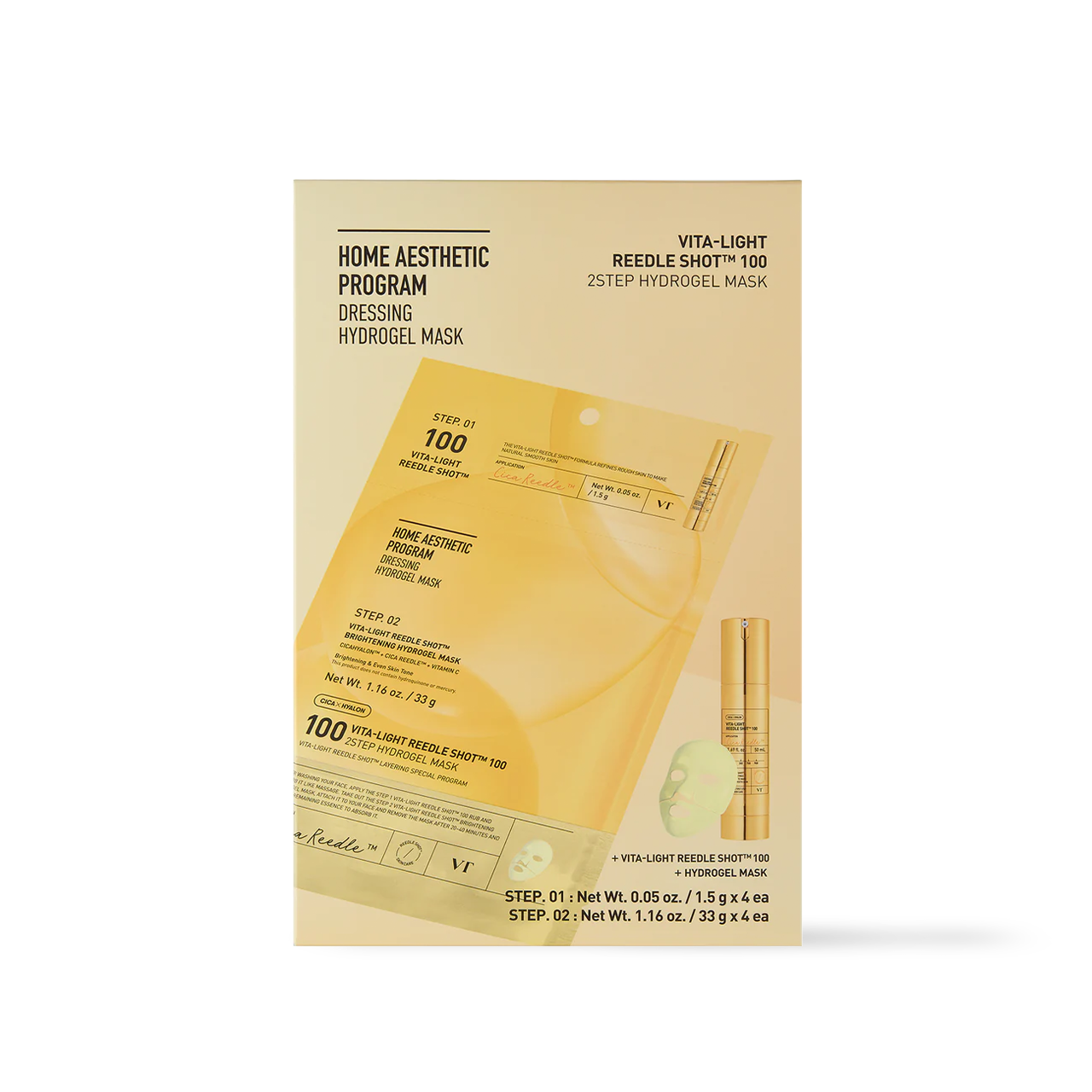 [VT Cosmetics] VITA-LIGHT Reedle Shot 100 2STEP Hydrogel Mask - 2type